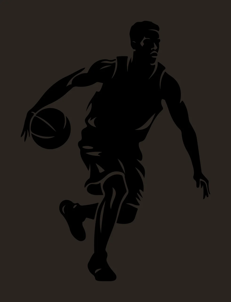 Can Glass Wrap Basketball Player Dribbling With Silhouette contrast preview thumbnail