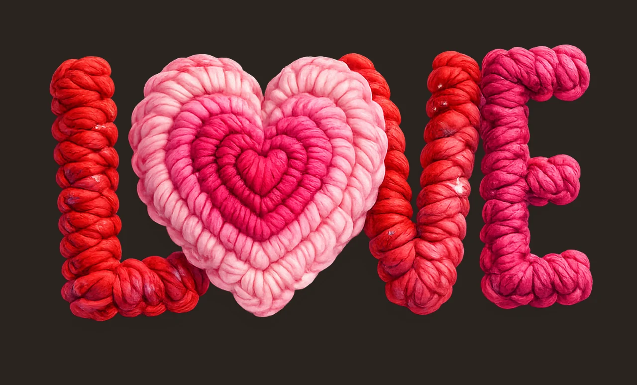 Faux Yarn Crochet Love Valentines Day Latch Hook Heart contrast preview thumbnail