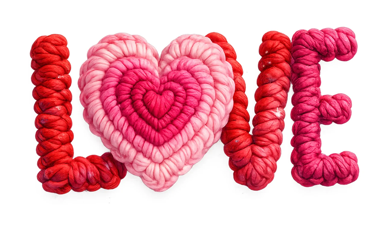 Faux Yarn Crochet Love Valentines Day Latch Hook Heart