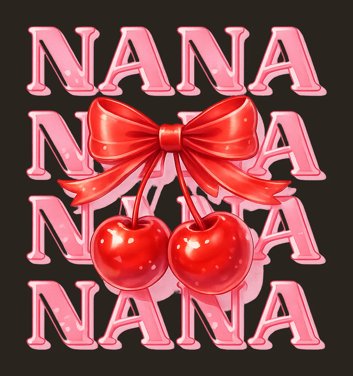 Coquette Nana Cherry Bow Cute Cherry Bow Artwork Nana Shirt contrast preview thumbnail