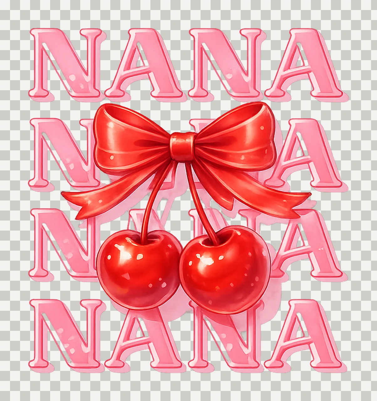 Coquette Nana Cherry Bow Cute Cherry Bow Artwork Nana Shirt transparency and detail preview thumbnail