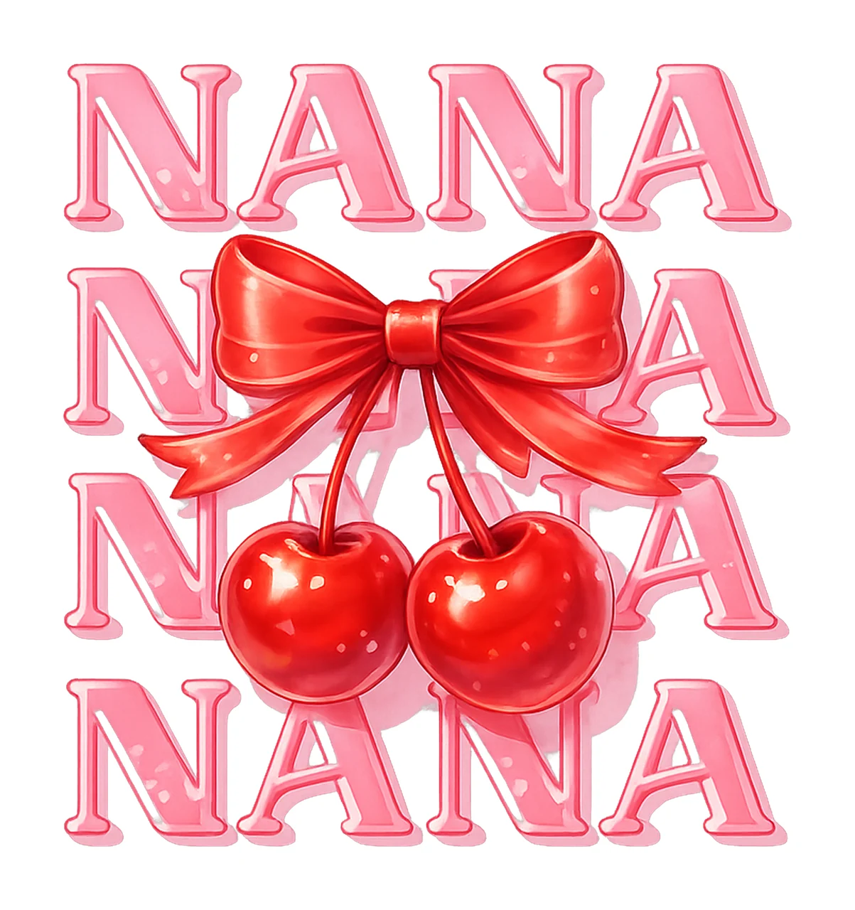 Coquette Nana Cherry Bow Cute Cherry Bow Artwork Nana Shirt