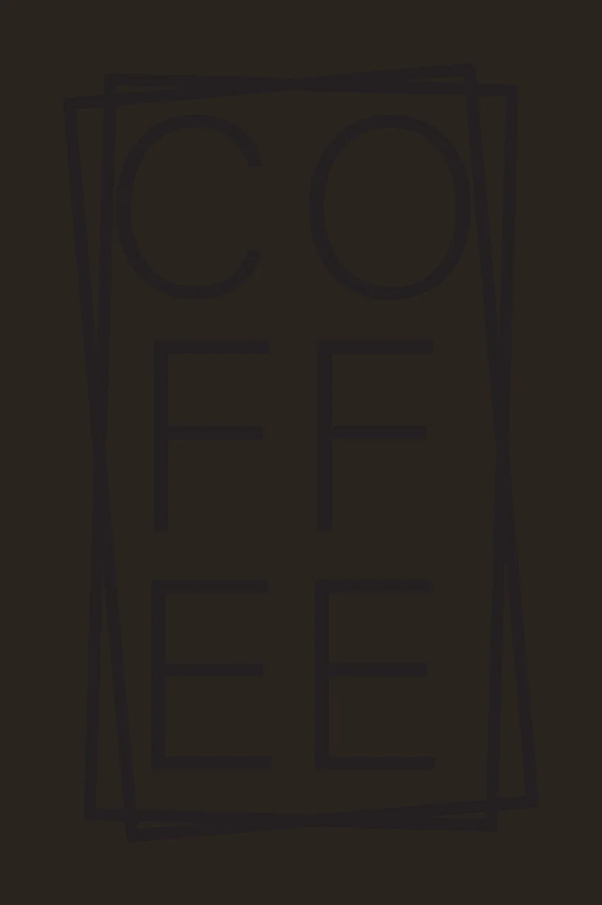 COFFEE coffee typography emblem with stacked letters, overlapping rectangular frames, sans serif font and thin black lines in white contrast preview thumbnail