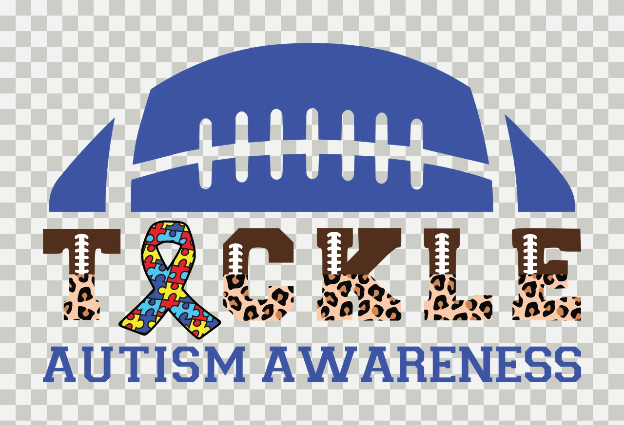 Tackle Autism Awareness Football Graphic text display ribbon transparency and detail preview thumbnail