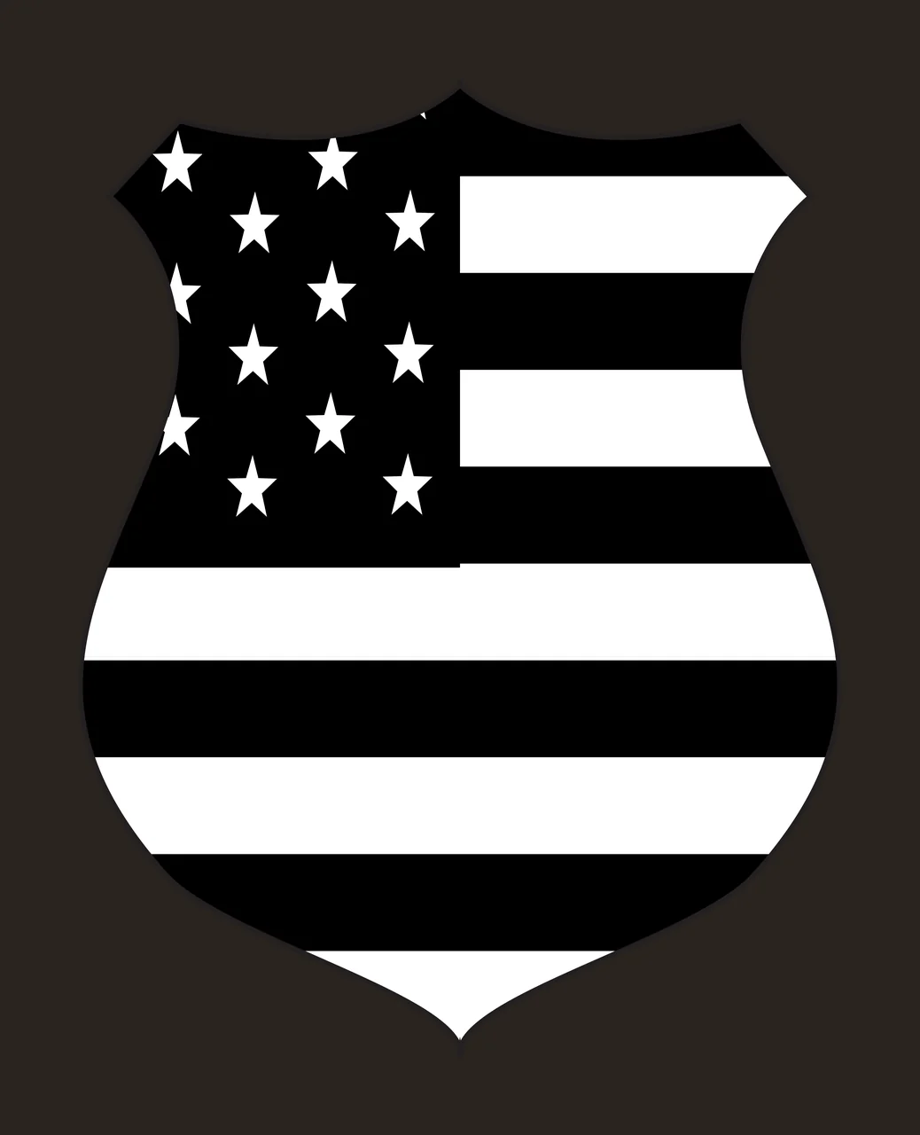 American flag shield emblem Illustration with shield shape, stars, stripes and black canton in white contrast preview thumbnail