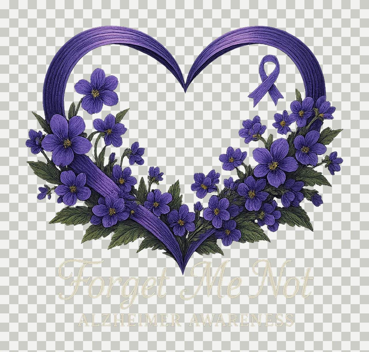 Alzheimers Awareness Shirt Forget Me Not Flower Heart Design transparency and detail preview thumbnail