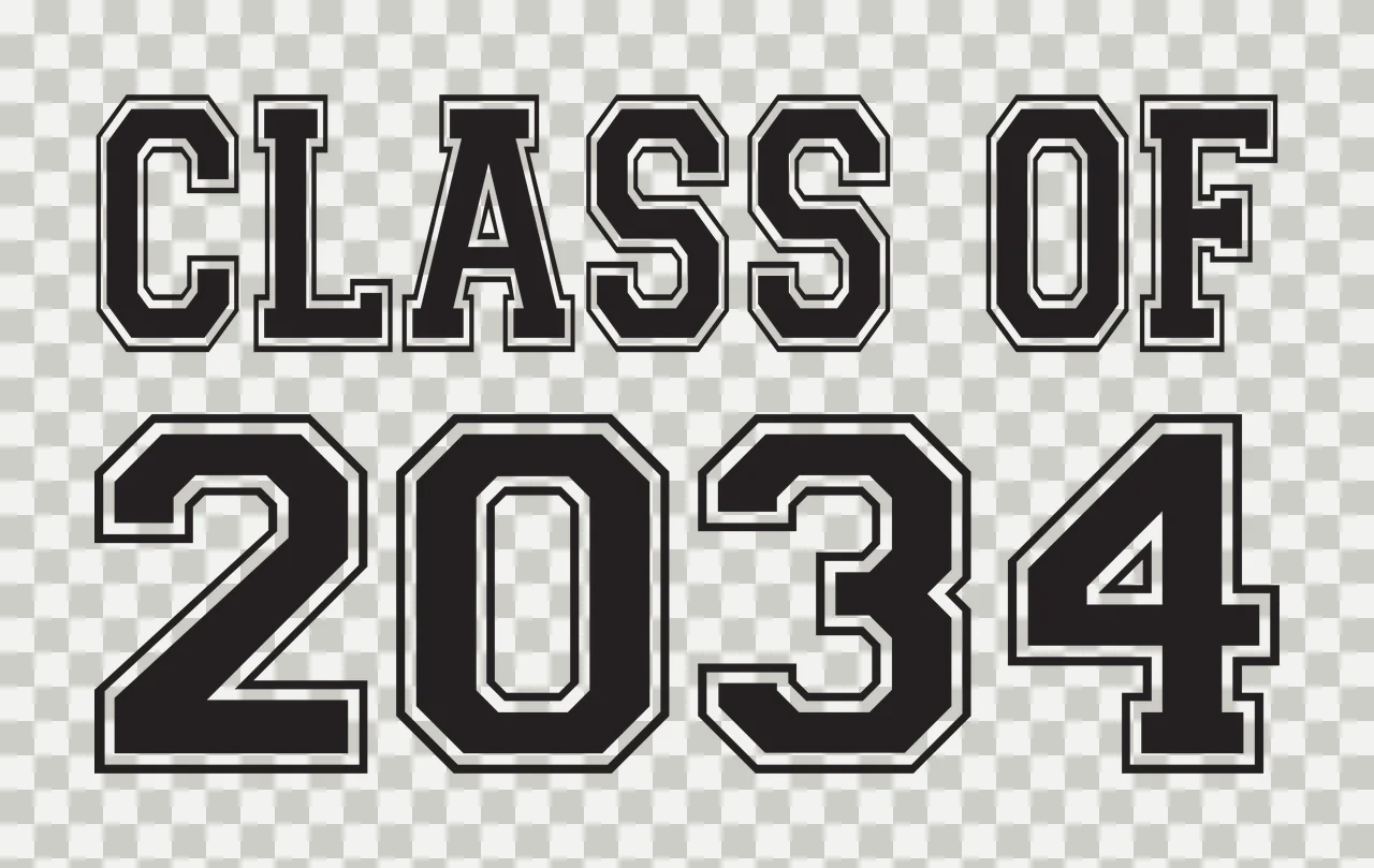 CLASS OF 2034 Typography Design in black and white transparency and detail preview thumbnail