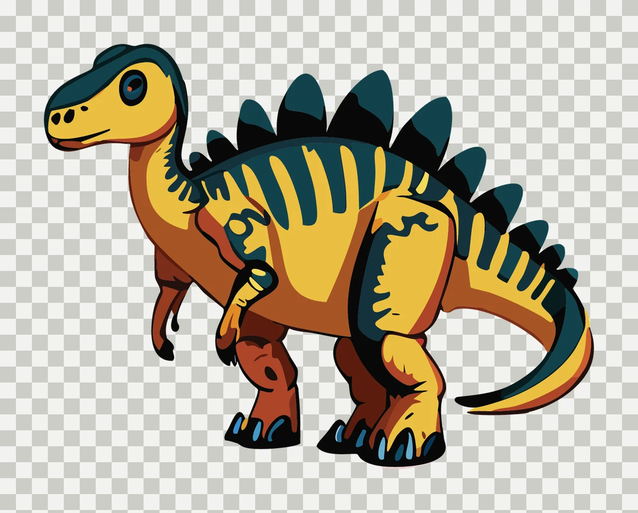 Dinosaur Spiny Back Silhouette Graphic standing black white transparency and detail preview thumbnail