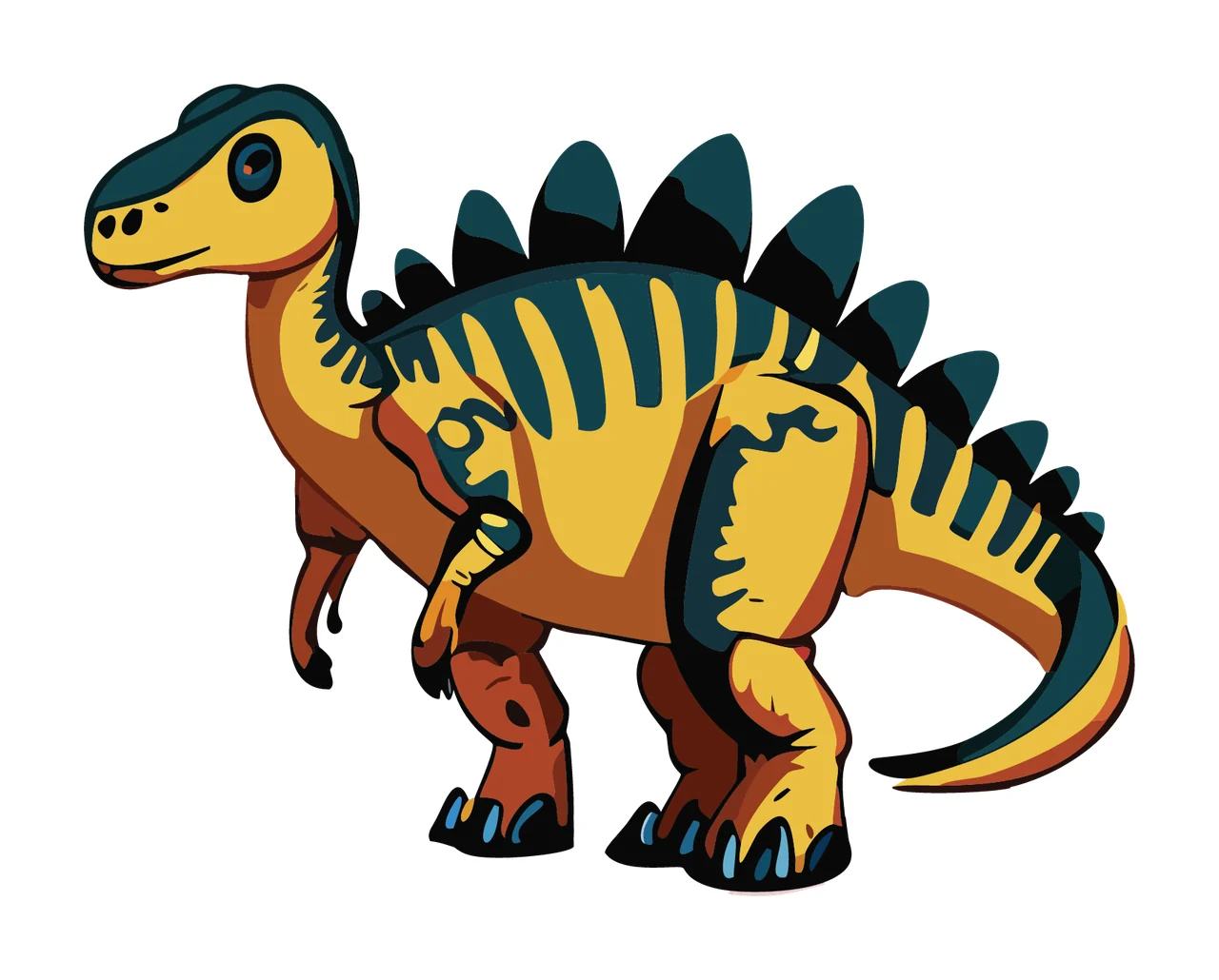 Dinosaur Spiny Back Silhouette Graphic standing black white