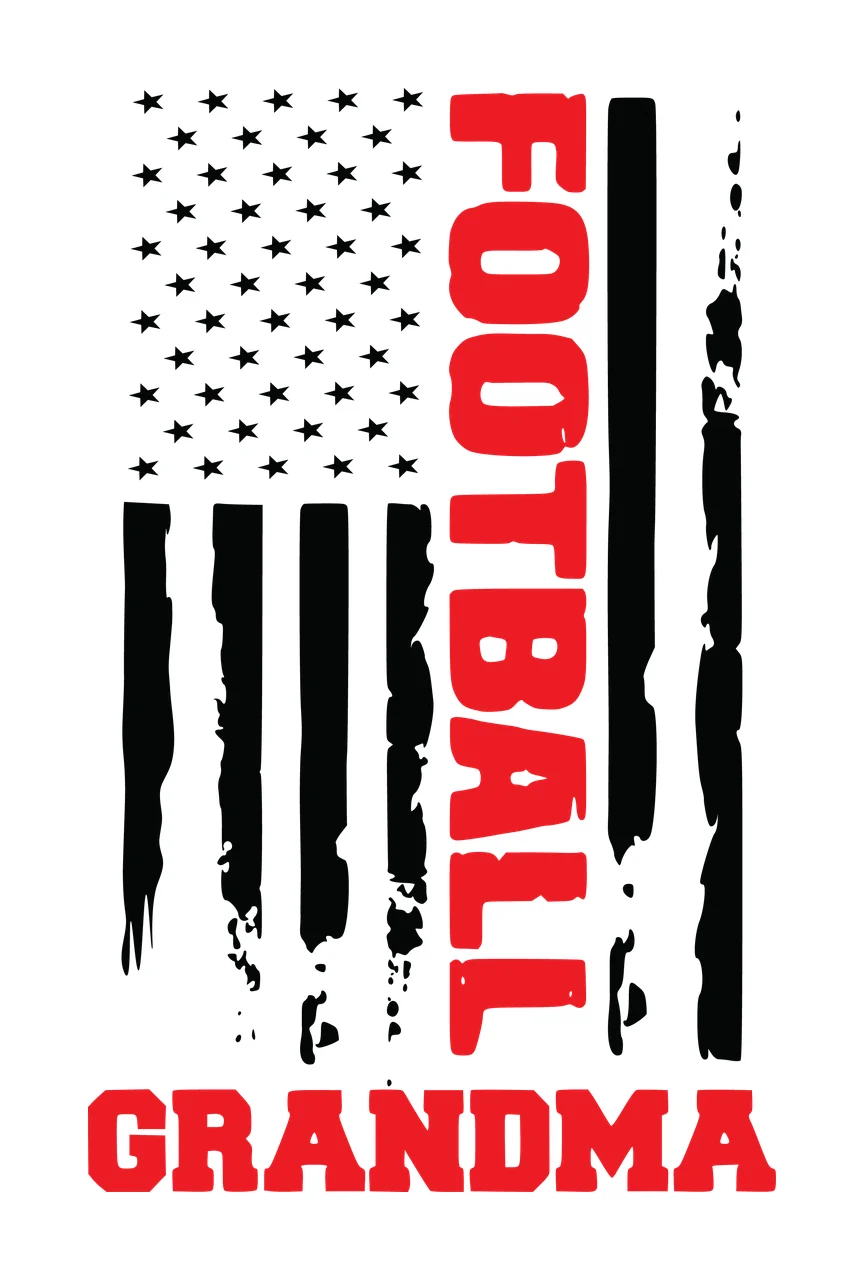 Football Grandma With Flag Design text and stars stripes distressed