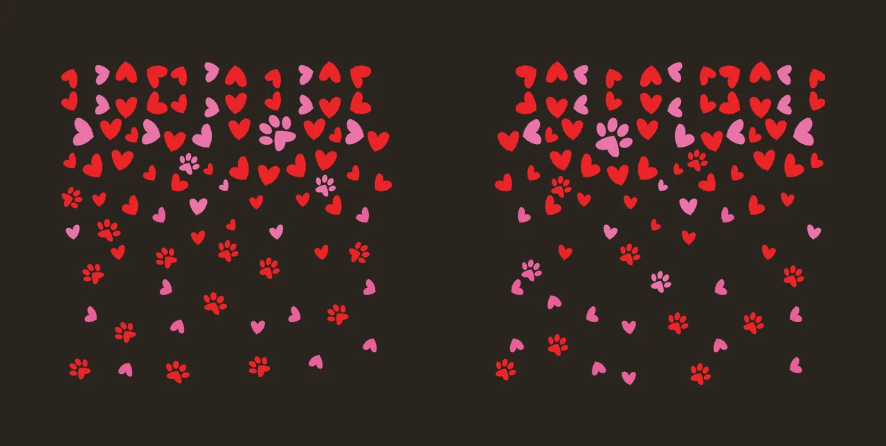 Paw Can Glass Wrap Heart And Print Gradient hearts prints black contrast preview thumbnail