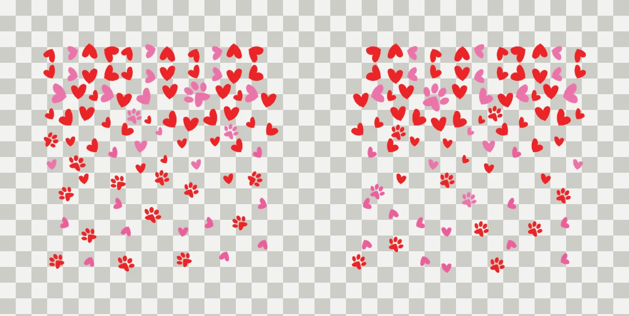 Paw Can Glass Wrap Heart And Print Gradient hearts prints black transparency and detail preview thumbnail