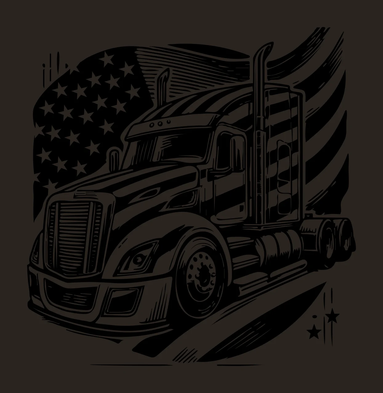 Truck Flag Silhouette With Behind moving ink illustration black contrast preview thumbnail