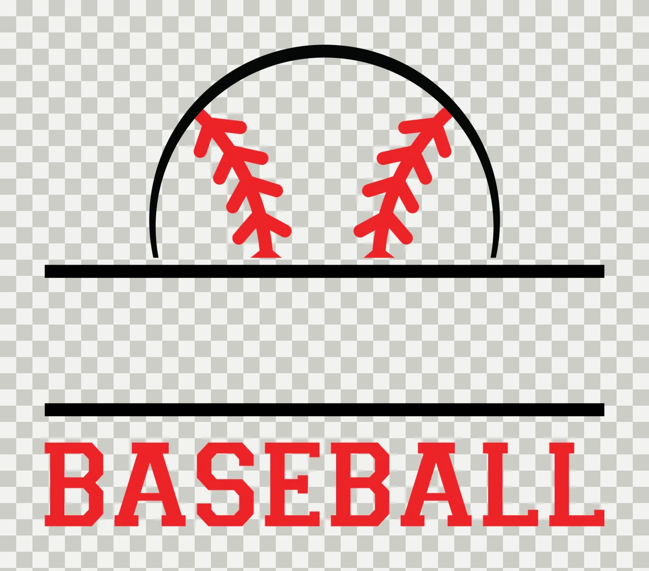 Baseball With Logo And Line In Black transparency and detail preview thumbnail