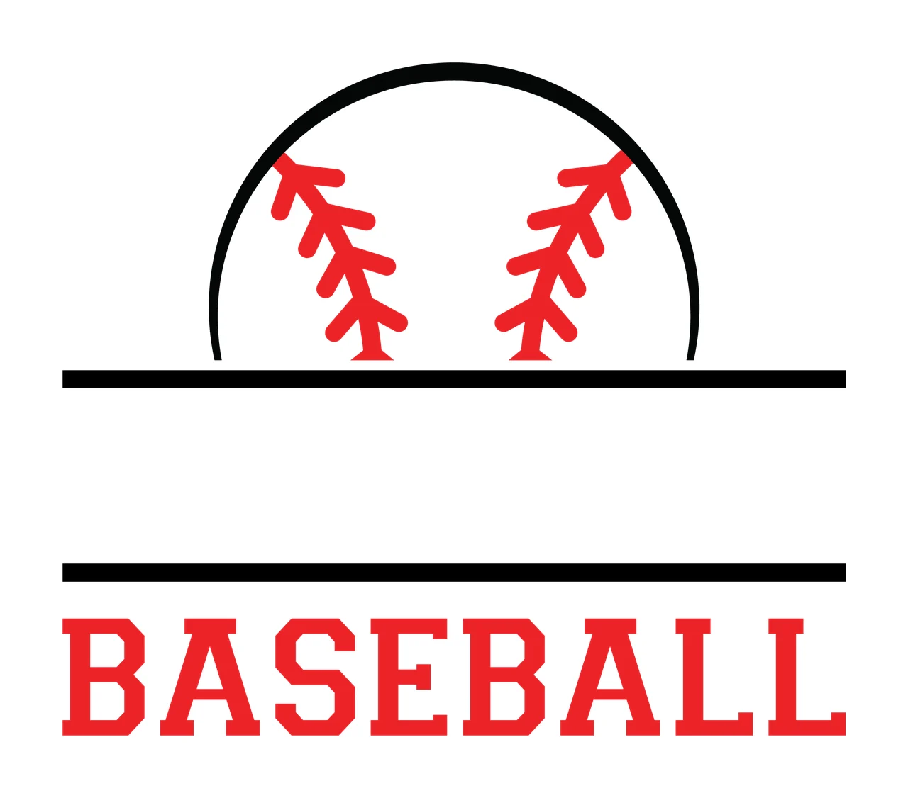 Baseball With Logo And Line In Black