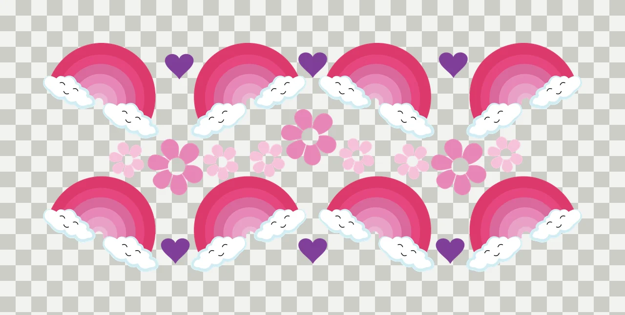 Can Glass Wrap Rainbow And Flower Border Graphic decorating transparency and detail preview thumbnail