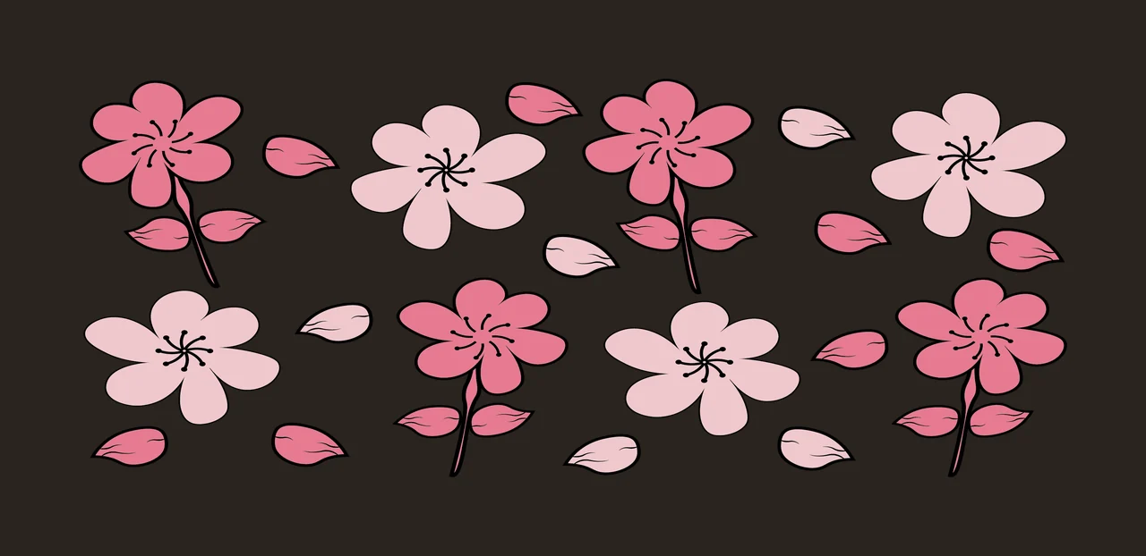 Can Glass Wrap Black Floral Silhouettes With Scattered flowers contrast preview thumbnail