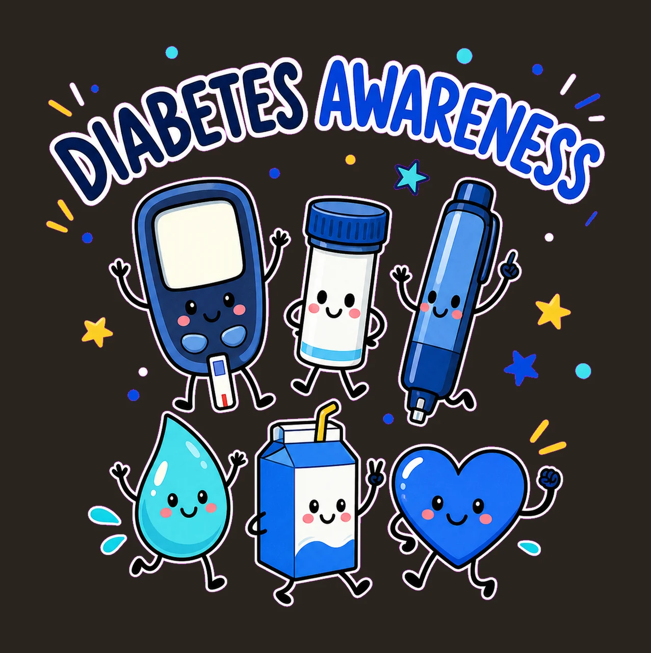 Diabetes Awareness Doodles Smiling Care Variation C contrast preview thumbnail