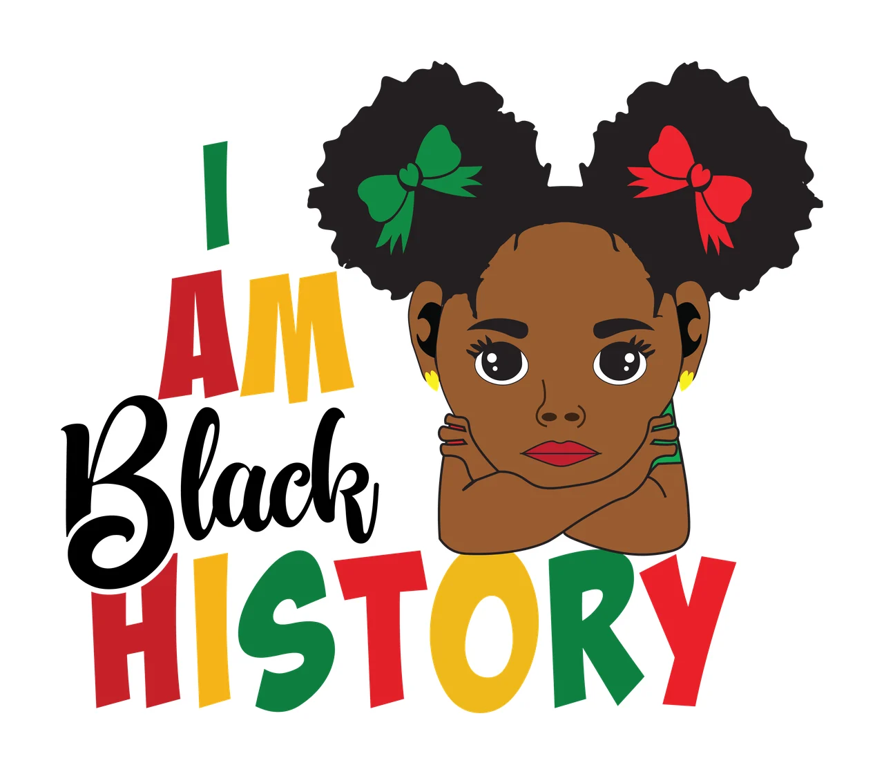 I Am A Black History Head Silhouette hair typography graphics