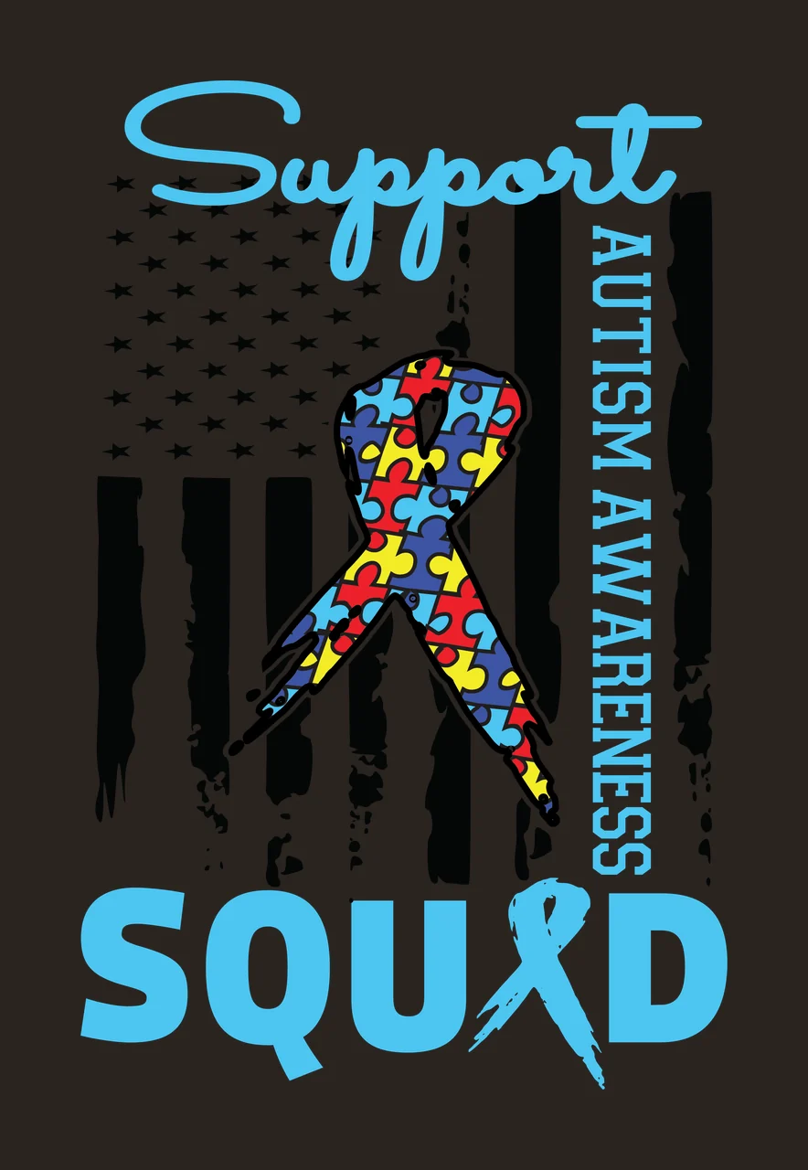 Autism Awareness Flag ribbon stars stripes distressed black contrast preview thumbnail
