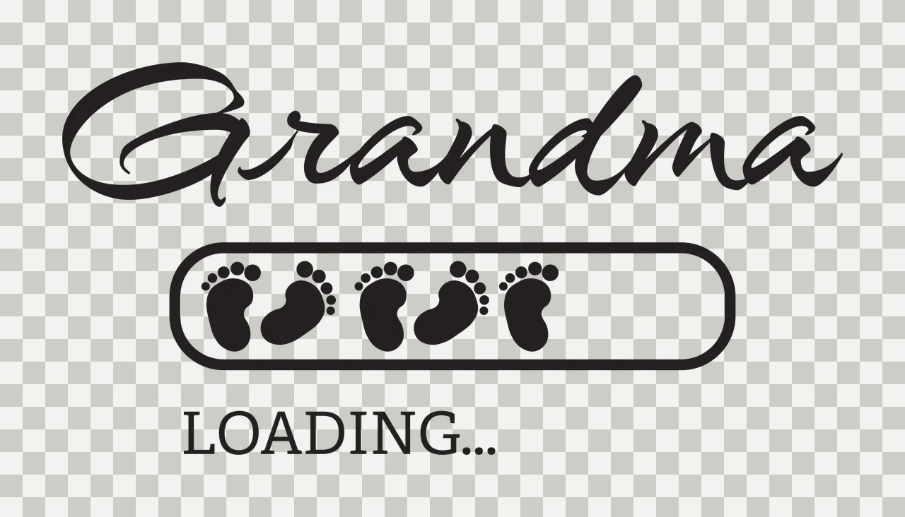 Grandma Loading Text With Bar Filled Baby Footprint and icons transparency and detail preview thumbnail