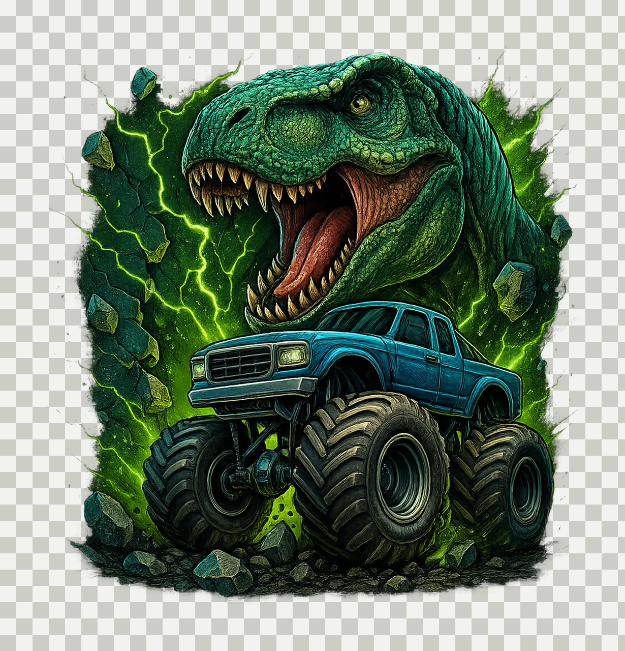 Monster Truck Dinosaur 12 oz Tumbler Wrap Kids Sublimation transparency and detail preview thumbnail