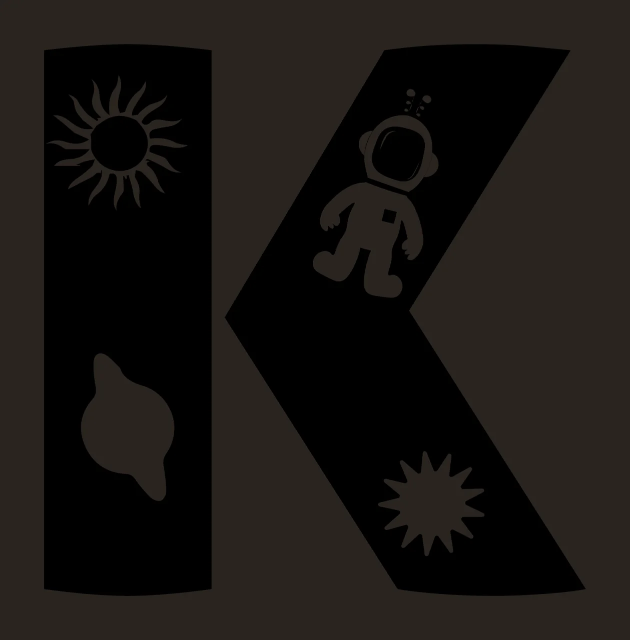Space K Letter With Elements contrast preview thumbnail