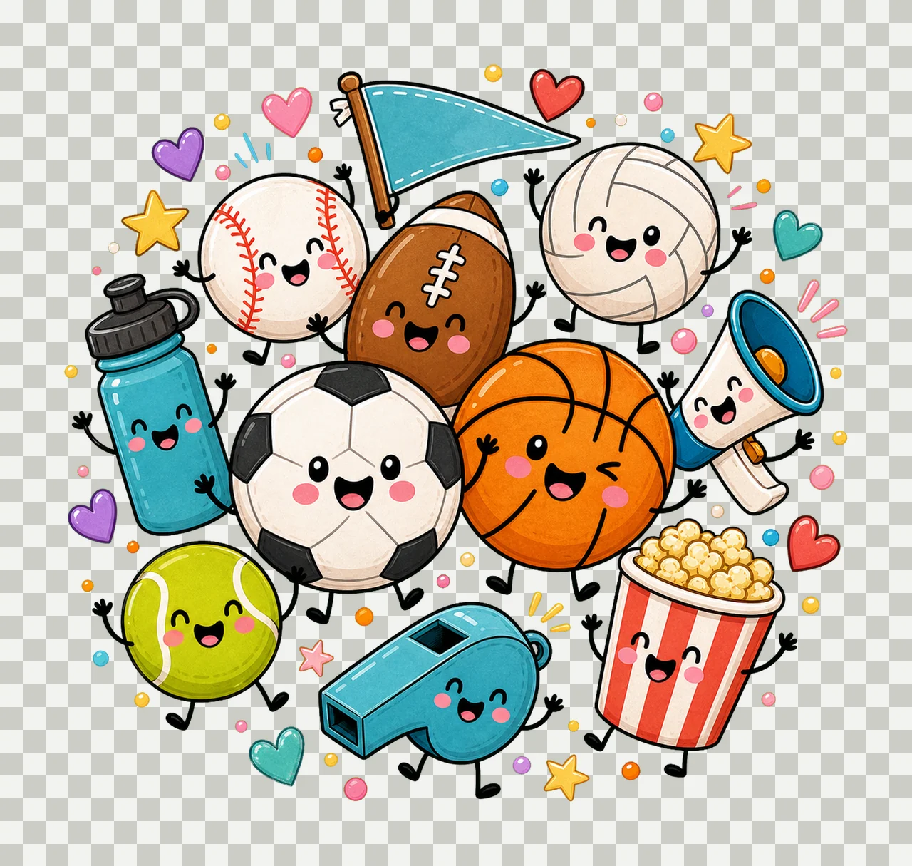 Cute Sports Balls Soccer Game Day Doodle Variation F transparency and detail preview thumbnail
