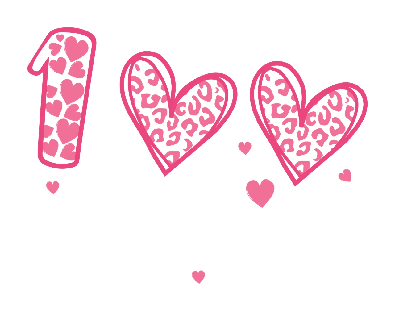 100 Days Of Loving School Text number heart decorative black
