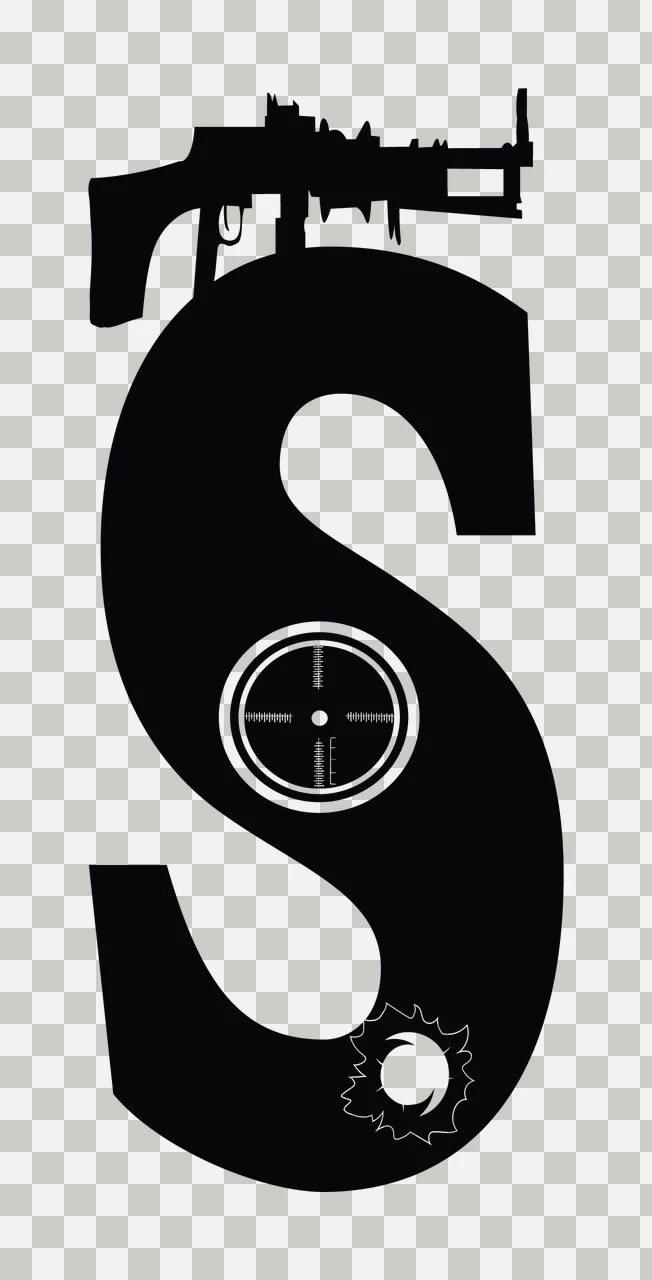Gun Alphabet Character 09 scalable logo design icon transparency and detail preview thumbnail
