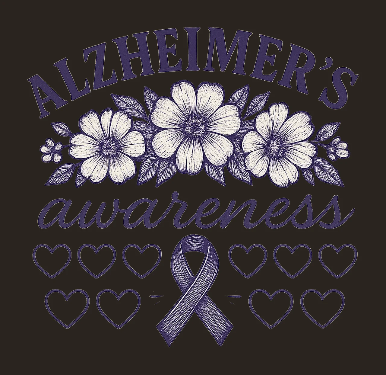 Alzheimers Awareness Trendy Checkered Purple Ribbon Craft contrast preview thumbnail