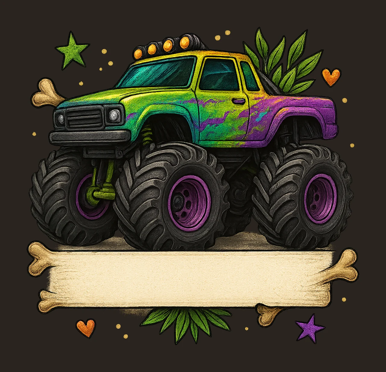 Monster Truck Your Name Customizable Truck Sublimation contrast preview thumbnail