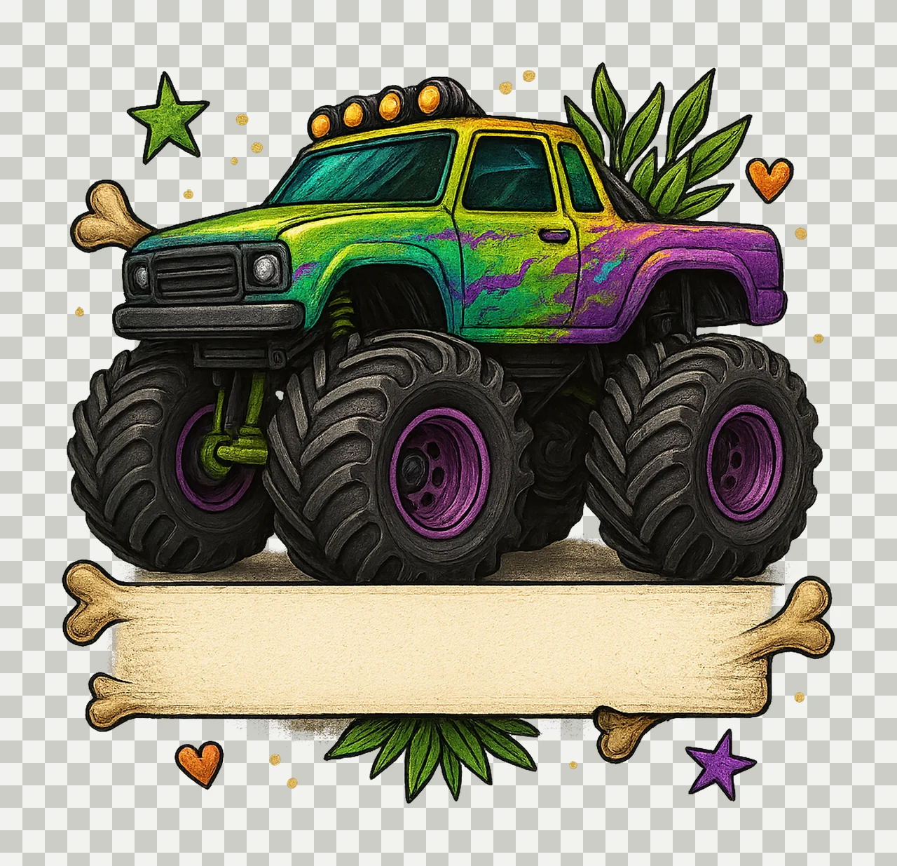 Monster Truck Your Name Customizable Truck Sublimation transparency and detail preview thumbnail