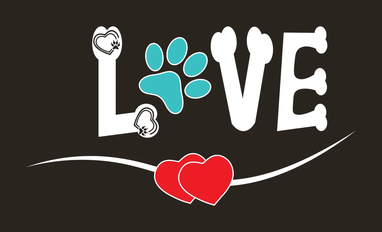 Paw print and heart icons Illustration with blue paw print and two red hearts in white contrast preview thumbnail