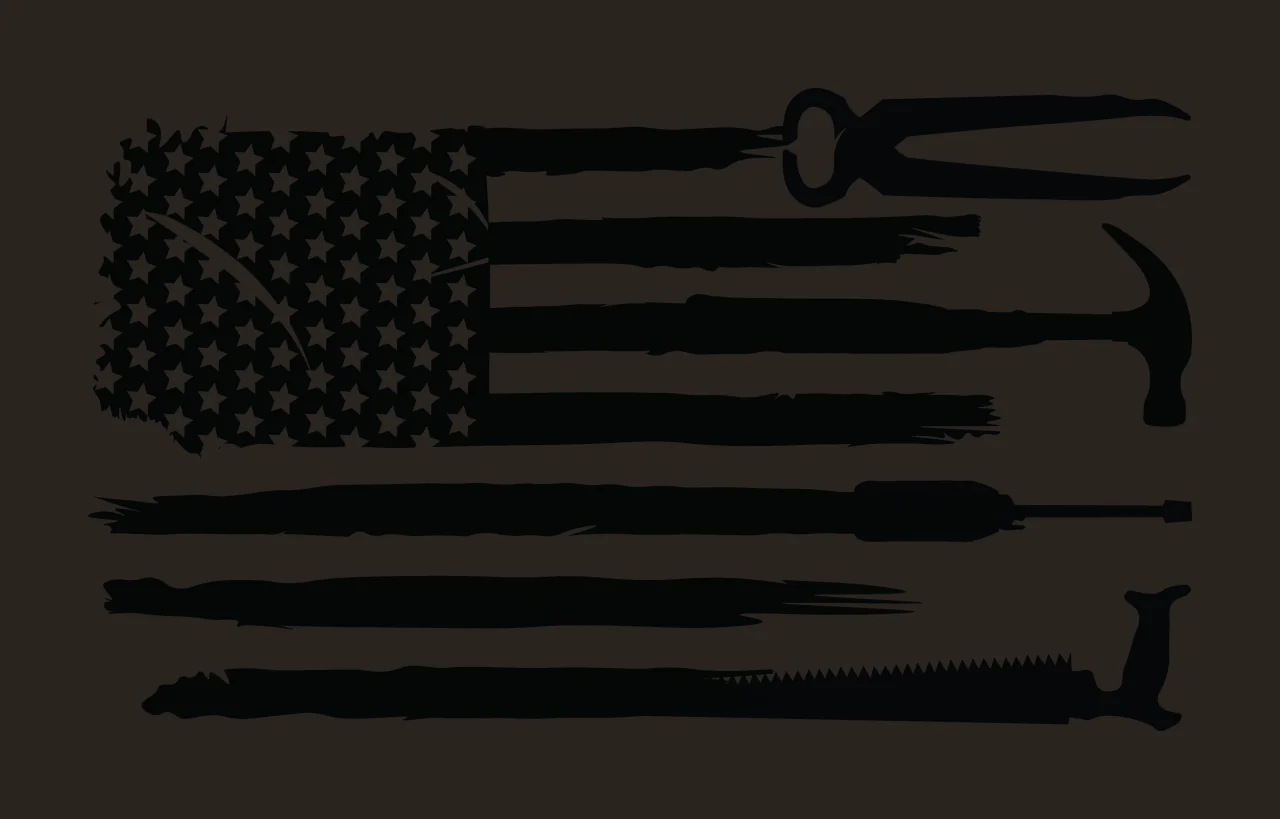 Flag Horizontal Pattern With Tools Including Hammer saw pliers contrast preview thumbnail
