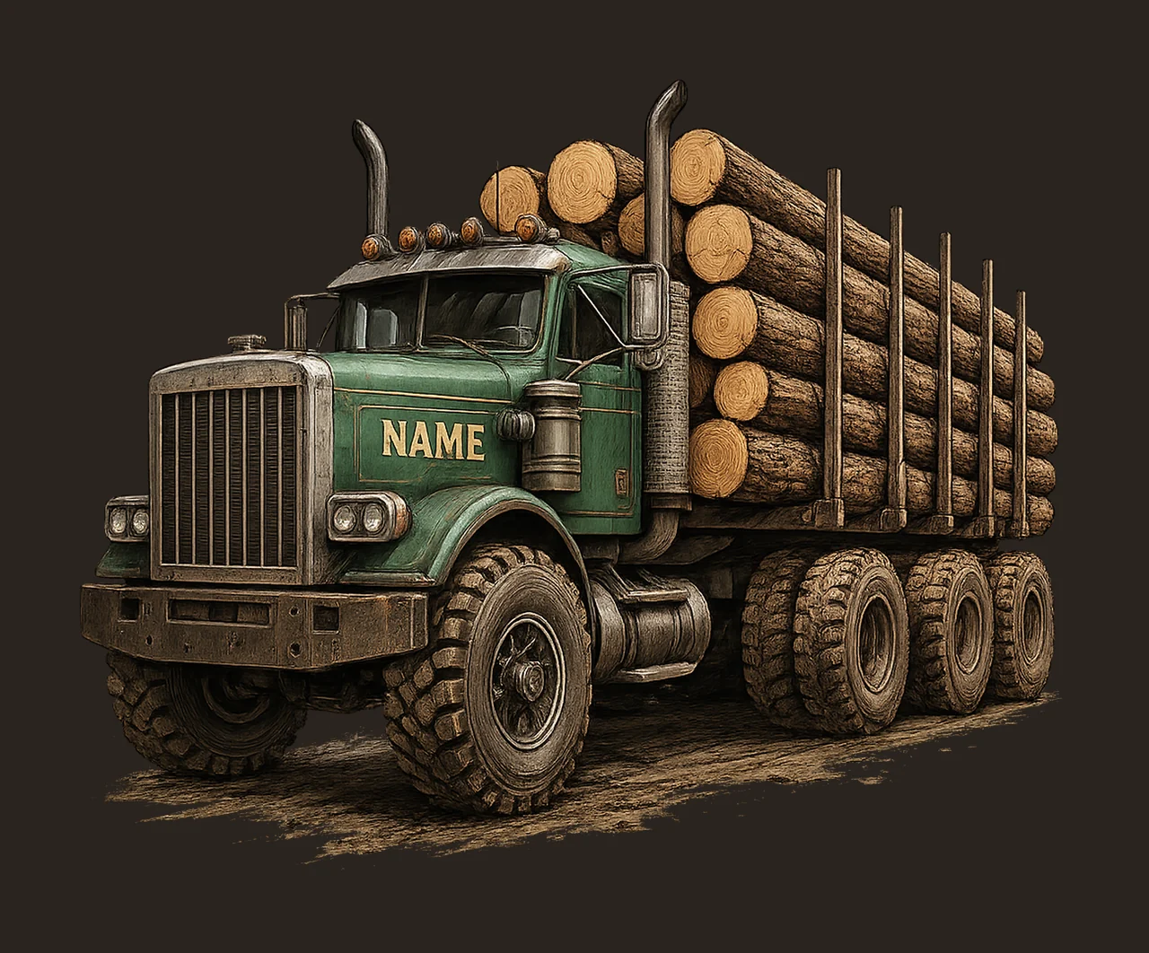 Logging truck sublimation design logging equipment shirt contrast preview thumbnail