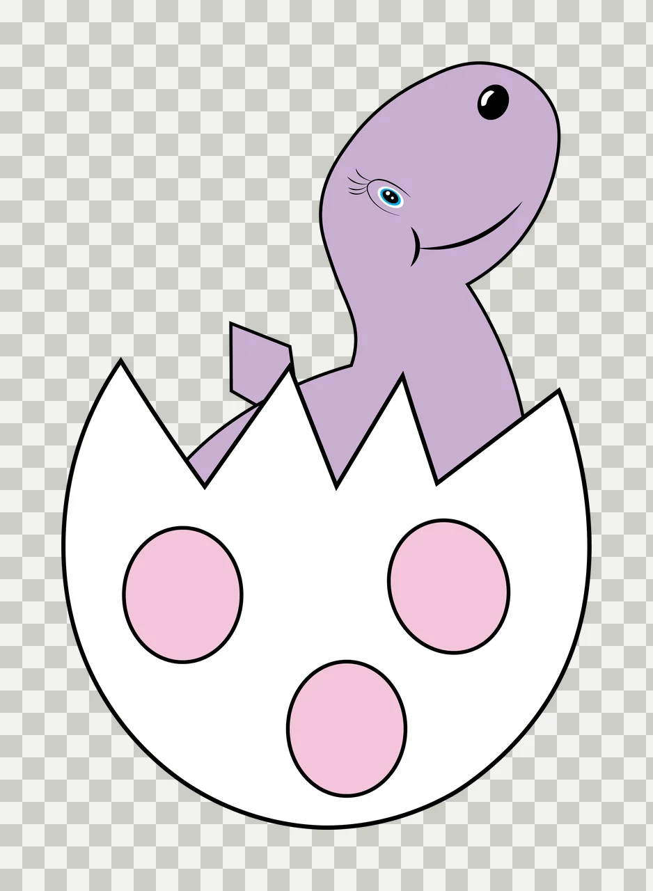 Dinosaur Black Silhouette Of A Hatching egg shell head neck transparency and detail preview thumbnail