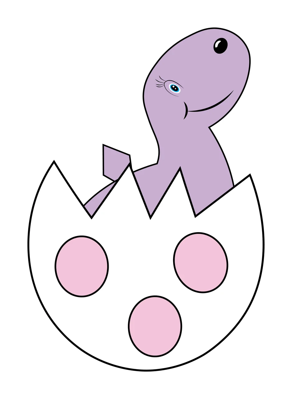Dinosaur Black Silhouette Of A Hatching egg shell head neck