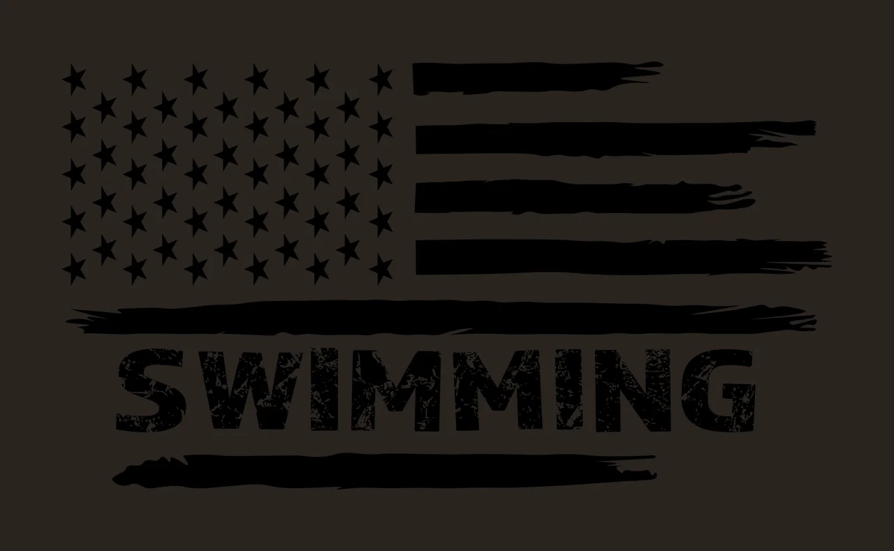 Swimming Flag Distressed Graphic Silhouette stars stripes black contrast preview thumbnail