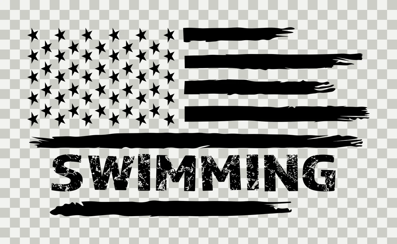 Swimming Flag Distressed Graphic Silhouette stars stripes black transparency and detail preview thumbnail