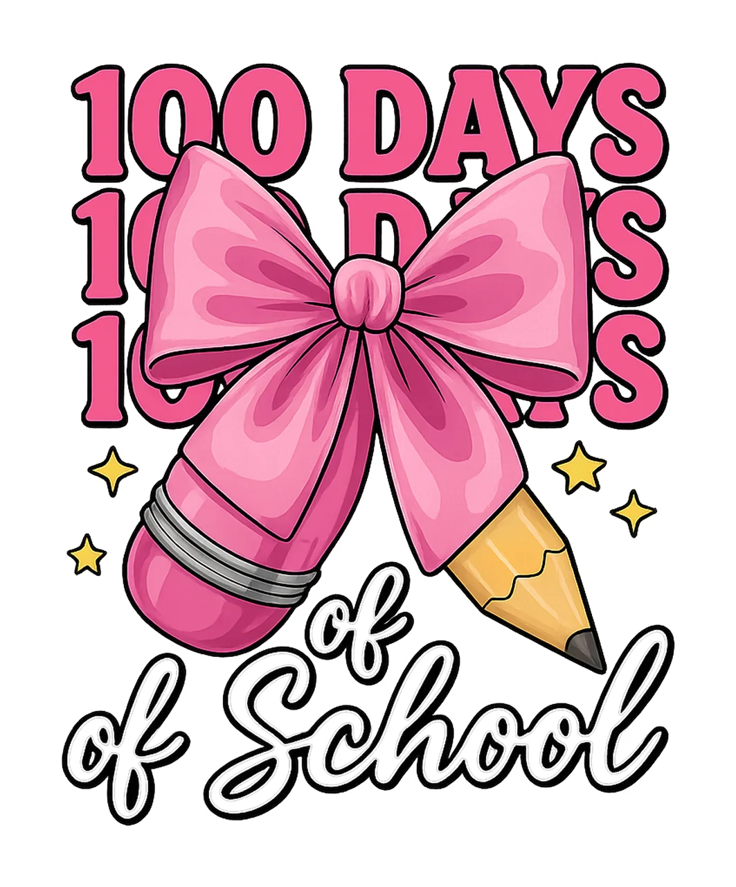 100 Days Of School Girls Coquette Bow 100th Day Design