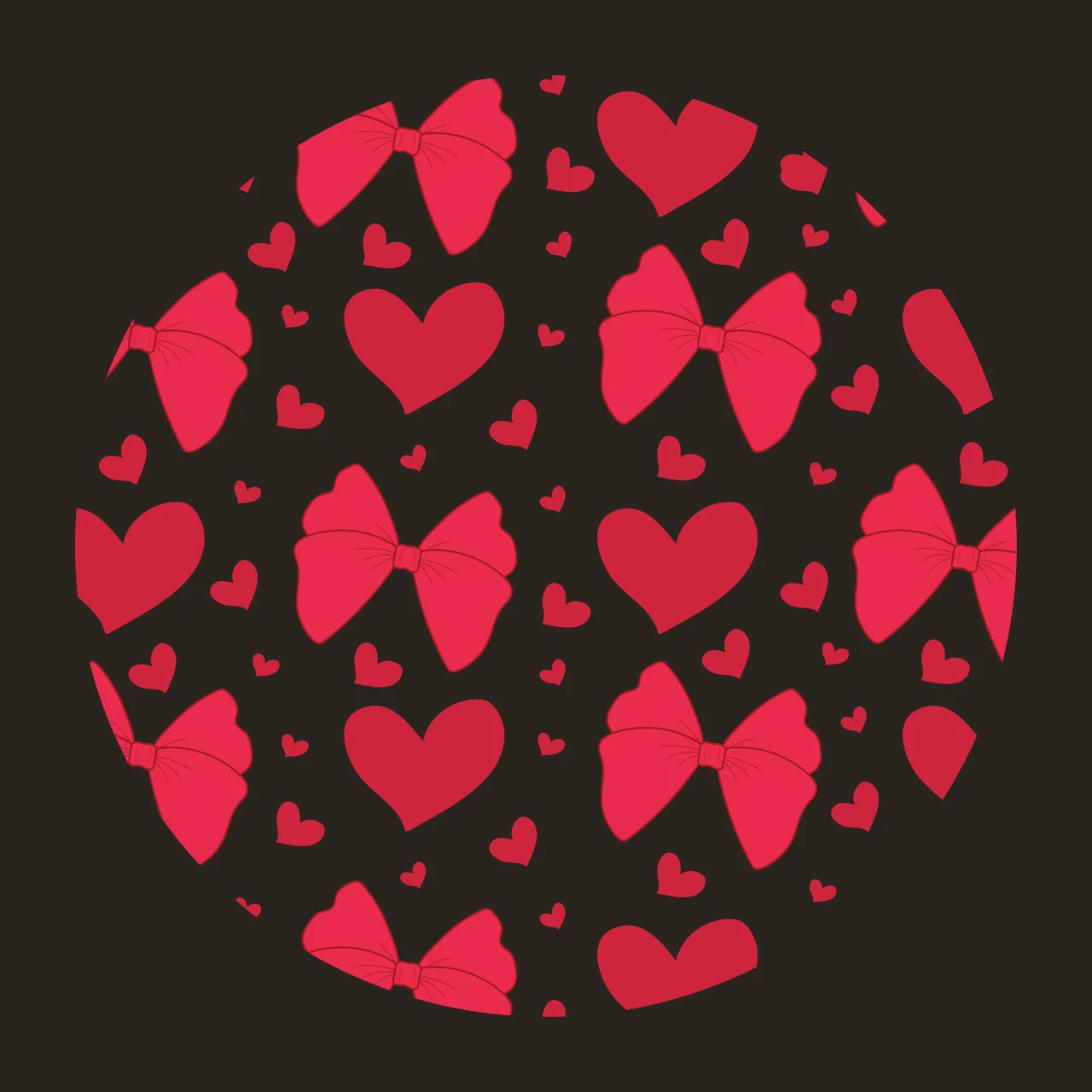 Bow Keychain And Heart Shape Pattern bows repeating hearts contrast preview thumbnail