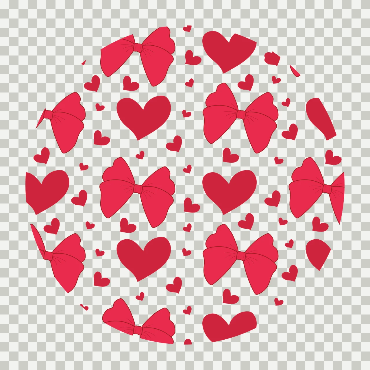 Bow Keychain And Heart Shape Pattern bows repeating hearts transparency and detail preview thumbnail