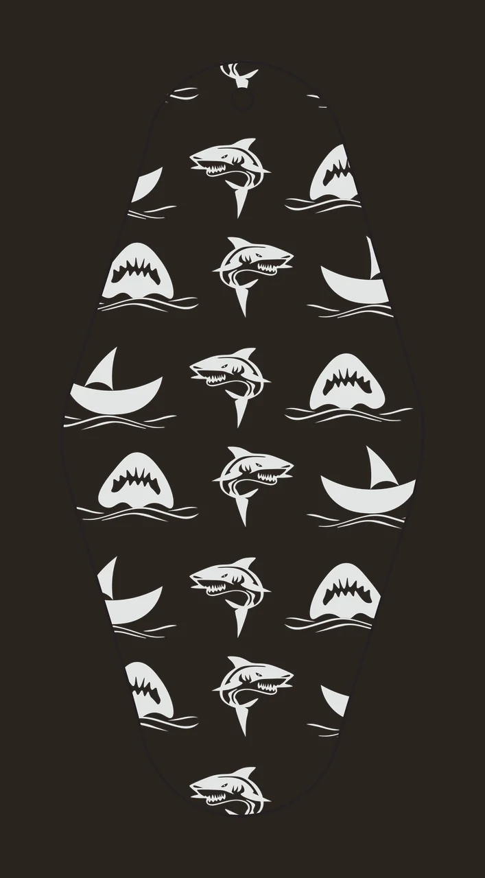 Classic Motel Keychain Patterned Shark Tag On White sharks contrast preview thumbnail