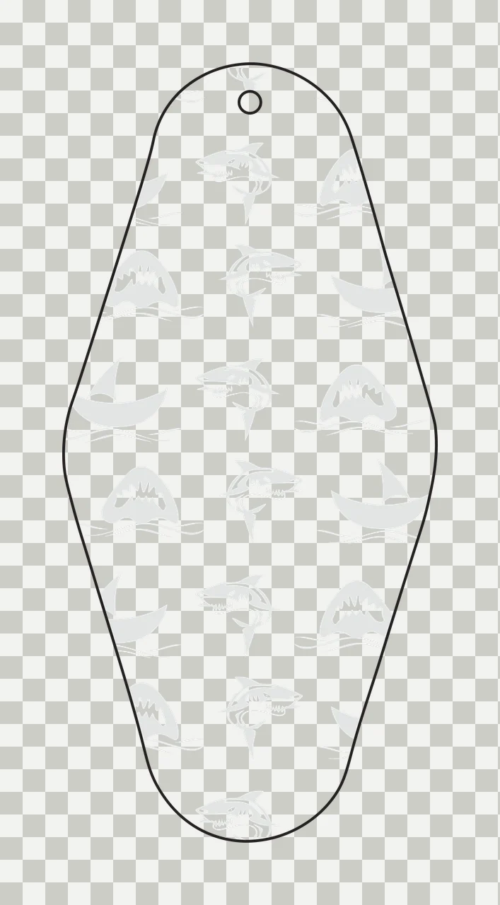 Classic Motel Keychain Patterned Shark Tag On White sharks transparency and detail preview thumbnail