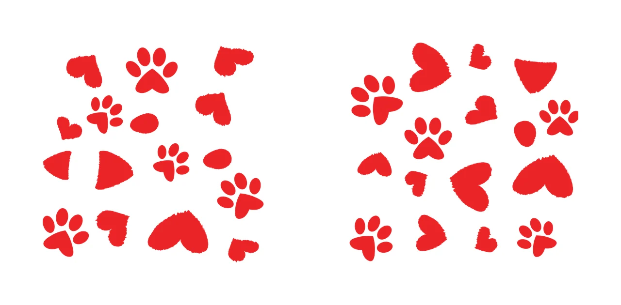 Paw Can Glass Wrap Prints And Hearts Pattern flat black white