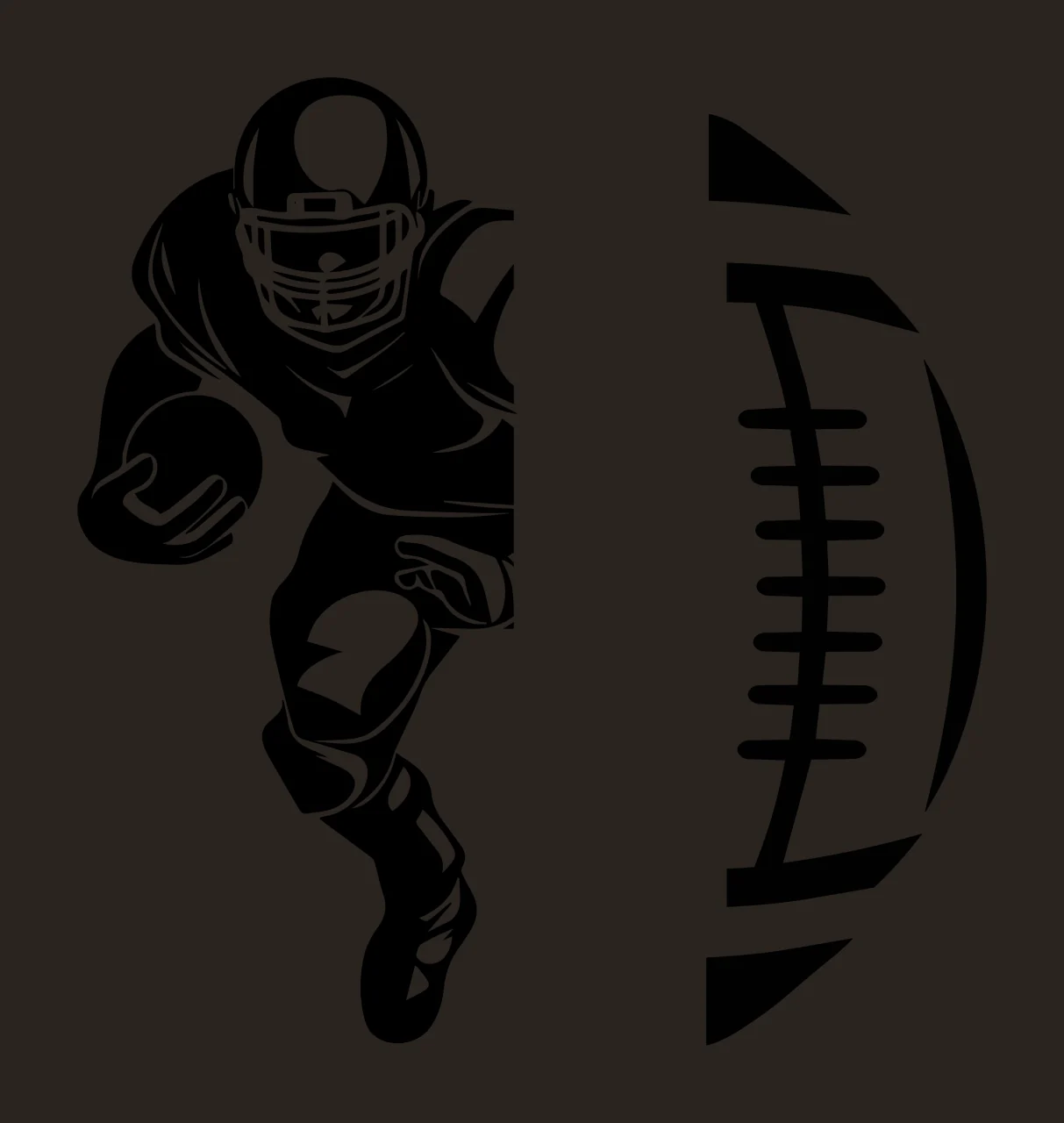 Football Player Running Next To Ball silhouette black white contrast preview thumbnail