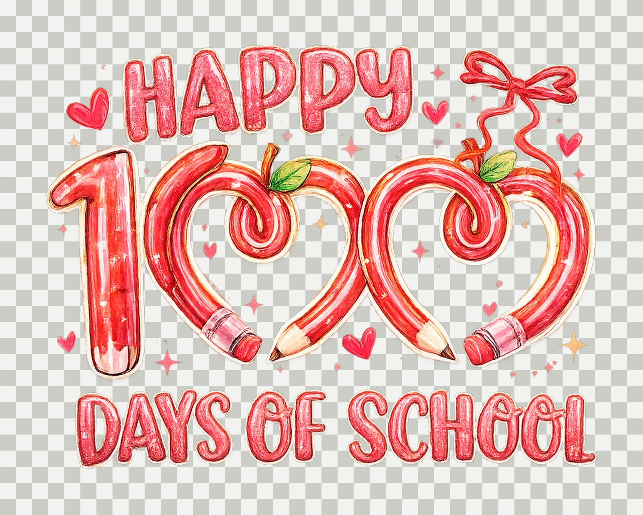 Happy 100 Days 100 Days Of School Design Teacher Valentine transparency and detail preview thumbnail