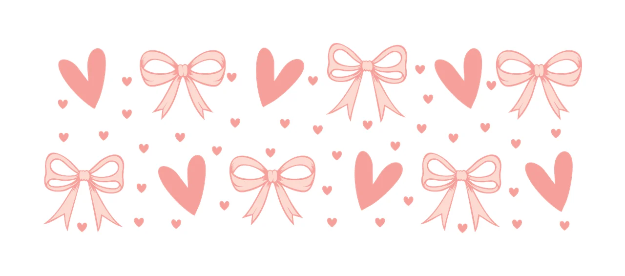Bow Can Glass Wrap Pattern Of Black Bows and hearts white heart