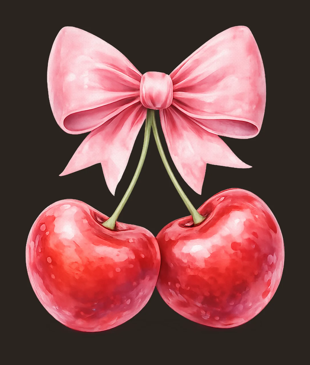 Coquette Valentines Day Sublimation Design Cherries and Bows contrast preview thumbnail